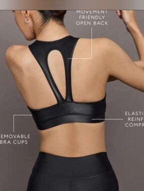 Carbon38 Black Open-Back Racerback Crop Top